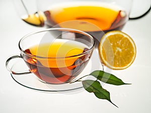 Fruit tea on white background