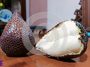 The fruit is a thorny fruit named salak