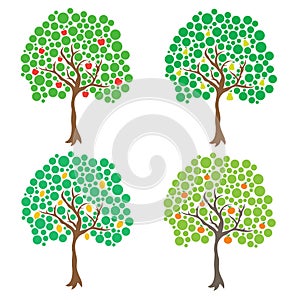 Fruit trees. Vector clip art