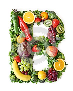 Fruit and vegetable alphabet photo