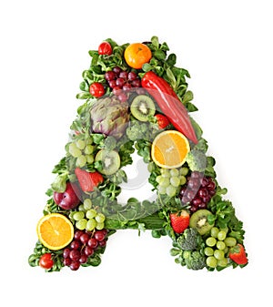Fruit and vegetable alphabet photo