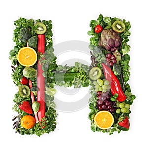 Fruit and vegetable alphabet