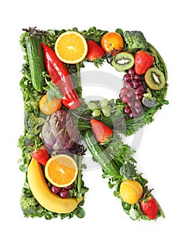 Fruit and vegetable alphabet photo