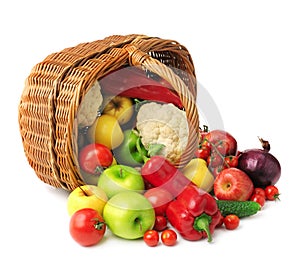 Fruit and vegetable in basket