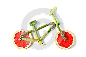 Fruit or vegetable bike on a white isolated background