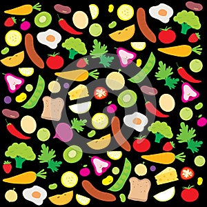Fruit Vegetable Healthy Food Cook Ingredient Nutrient cute cartoon vector