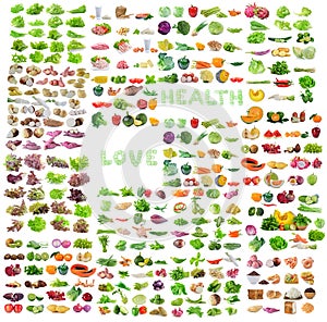 Fruit and vegetable isolated on white background