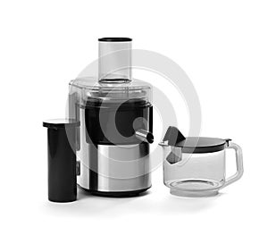 Fruit and vegetable juicer on white background