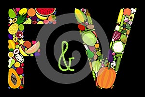 Fruit and vegetable letters