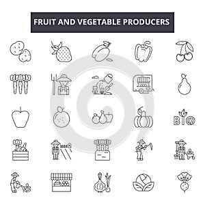 Fruit and vegetable producers line icons, signs, vector set, outline illustration concept