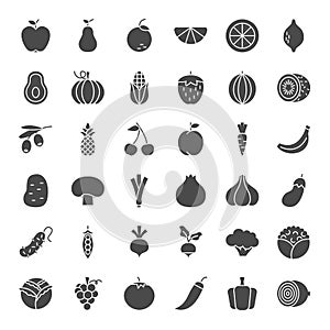 Fruit Vegetable Solid Web Icons