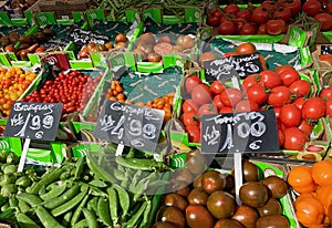 Fruit and vegetable stand in the market