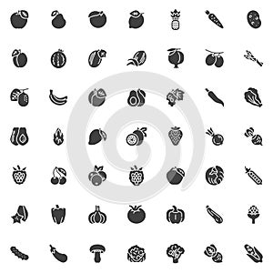 Fruit and vegetable vector icons set