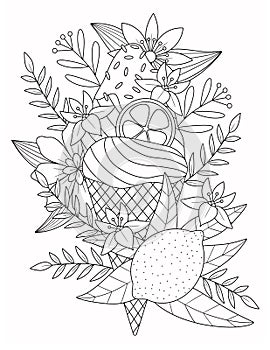 Fruit And Vegetables Coloring Page For Adult