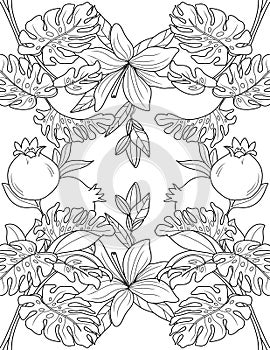 Fruit And Vegetables Coloring Page For Adult