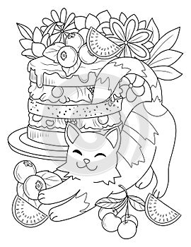 Fruit And Vegetables Coloring Page For Adult