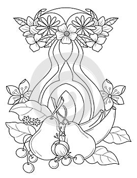 Fruit And Vegetables Coloring Page For Adult