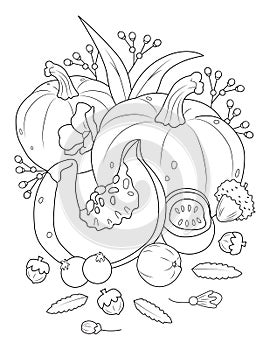 Fruit And Vegetables Coloring Page For Adult