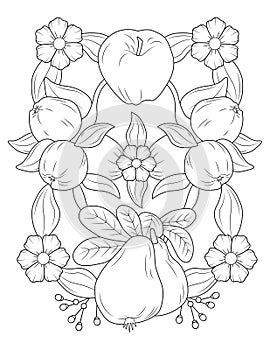 Fruit And Vegetables Coloring Page For Adult