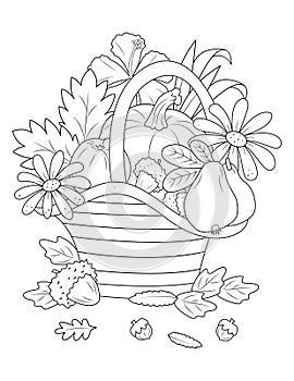 Fruit And Vegetables Coloring Page For Adult