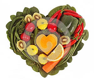 Fruit and Vegetables in a heart shape