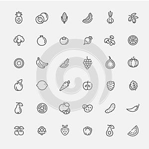 Fruit and Vegetables icon set
