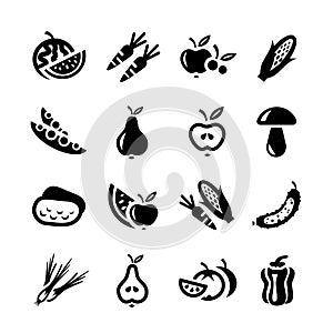 Fruit and vegetables icon set for web