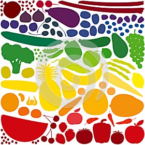 Fruit Vegetables Rainbow Colors