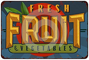 Fruit and Vegetables Tin Sign Label