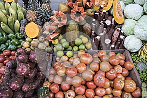 Fruit and vegetables on tropical market