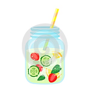 Fruit water icon, healthy berry beverage for refreshment
