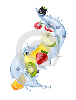 Fruit Water Splash Realistic