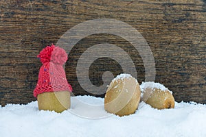 Fruit with wooden background