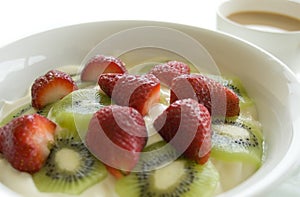 Fruit yoghurt breakfast