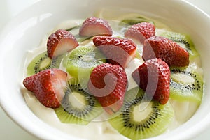 Fruit yoghurt breakfast