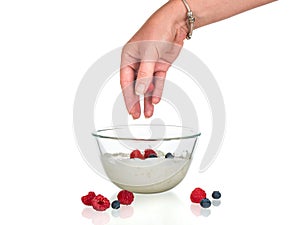 Fruit yoghurt isolated