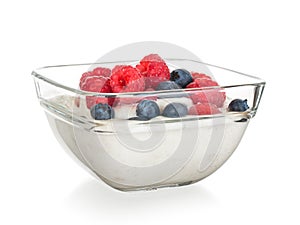 Fruit yoghurt isolated