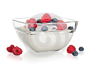 Fruit yoghurt isolated
