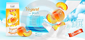 Fruit yogurt with berries advert concept. photo