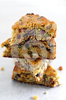 Fruitcake arranged in a stack photo