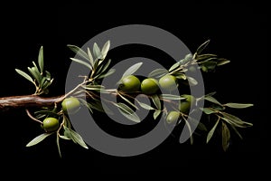 Fruitful Olives tree garden branch. Generate Ai photo