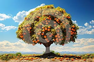 Fruitful Orange tree summer. Generate Ai
