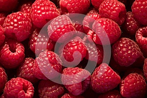 Fruitful Raspberry bush closeup. Generate Ai