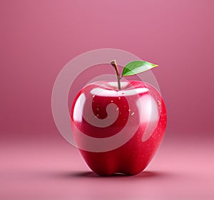 Fruitful Simplicity: 3D Render of an Apple Against a Solid Background