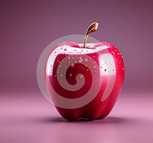 Fruitful Simplicity: 3D Render of an Apple Against a Solid Background