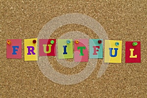 Fruitful word written on colorful notes photo