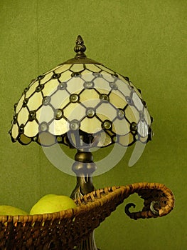 Fruitplate and tiffany lamp