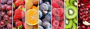 Fruits. Background of mixed ripe fruits and berries. Fresh food