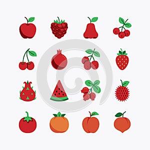 Fruits and berries icons set. on a white background. Vector icon