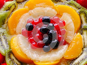 Fruits cake pie closeup topview photo